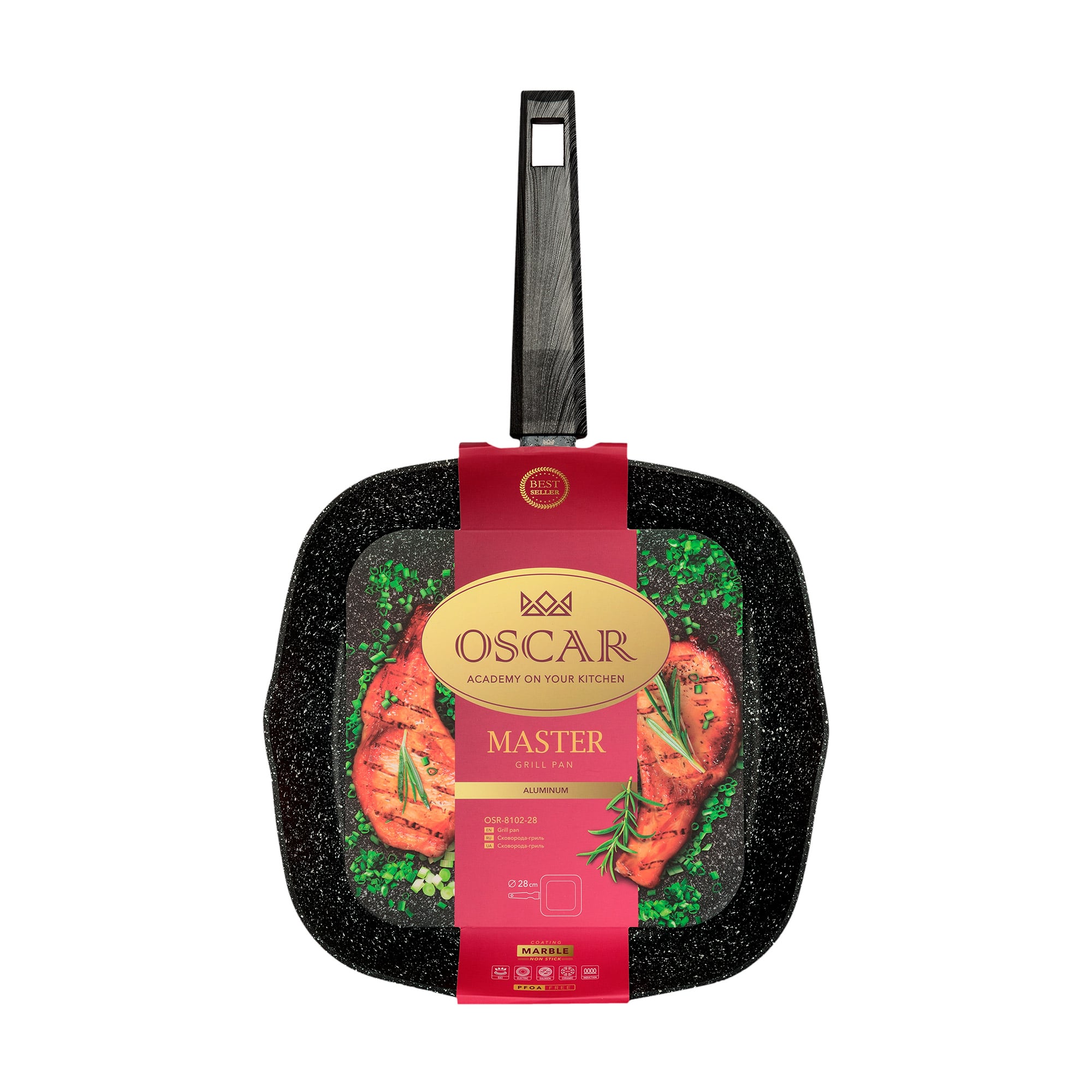 Сковорода-гриль Oscar Master без кришки, 28 см (OSR-8102-28)